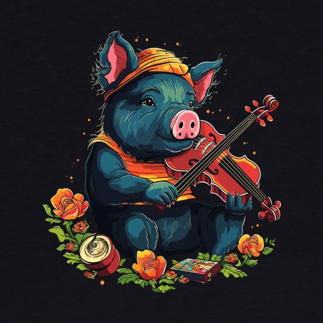 Pot-Bellied Pig Playing Violin by JH Mart